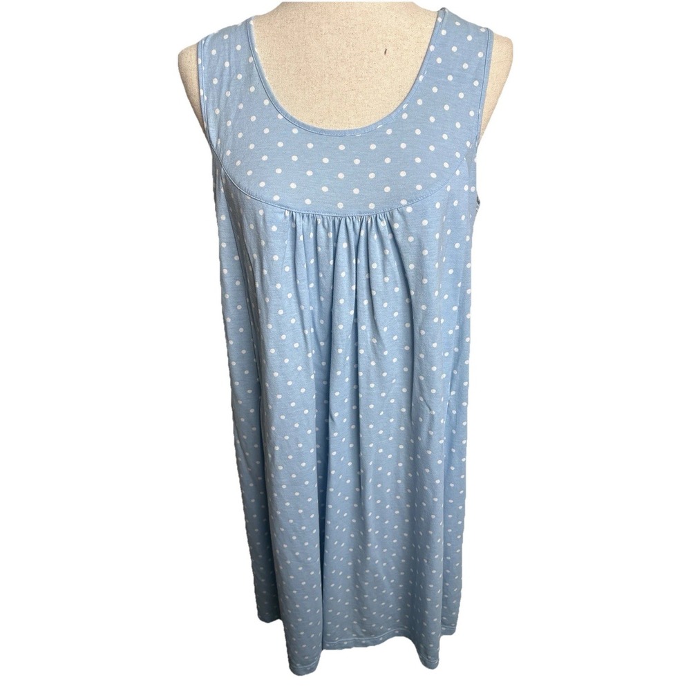Garnet Hill Cotton Nursing Nightgown Polka Dot Womens Small Blue